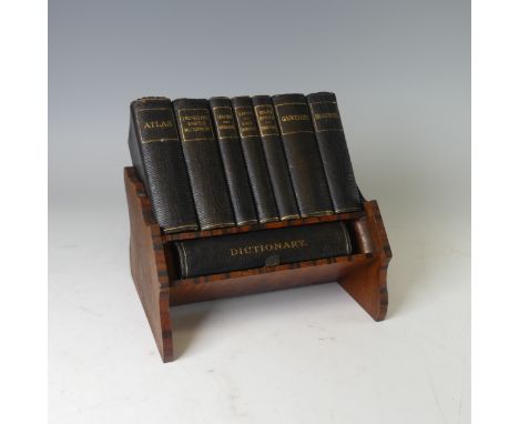 Asprey &amp; Co.; A miniature 'Reference Library', c.1920's comprising, English Dictionary, Encyclopedia, Gazetteer, Classics