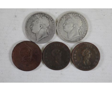 **A Collectible Set of Early 19th Century King George III Coins Featuring Silver and Copper/Bronze Specimens**  This notewort