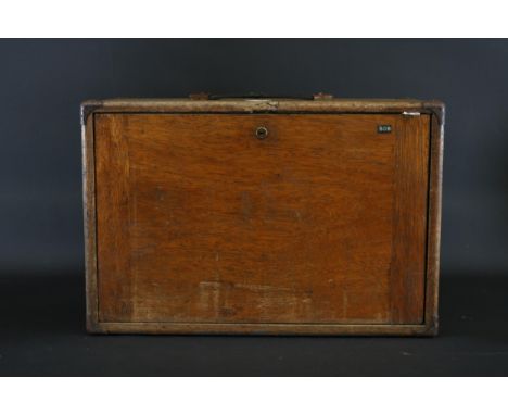 **Vintage Rolls-Royce Engineering Tool Chest with Drawers and Metal Reinforcements**This vintage wooden chest, likely used fo
