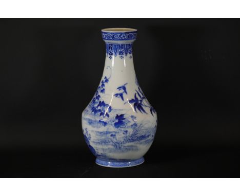 Meiji Period Blue and White Japanese Vase This exquisite blue and white vase hails from the renowned Meiji period of Japan, s