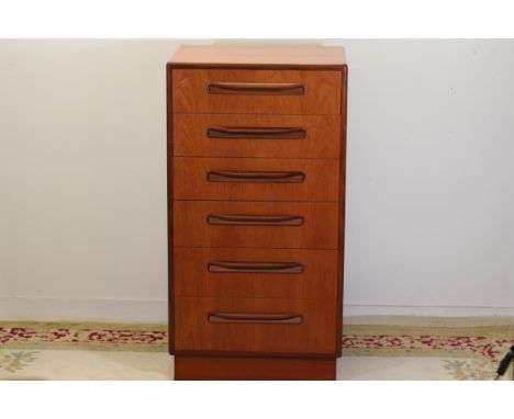 **G Plan Fresco Tallboy Chest of Drawers from the 1970s**  This G Plan Fresco tallboy chest of drawers is a quintessential ex