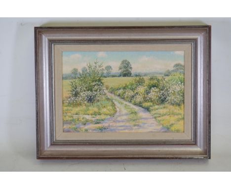 Item: Oil Painting Title: "Sussex Track and Hedge Parsley" Artist: Mervyn Goode Material: Oil on canvas Dimensions: 8 inches 