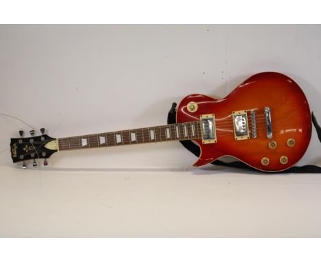 Vintage Les Paul-Style Electric Guitar with Cherry Sunburst Finish  This stunning electric guitar features a timeless single 