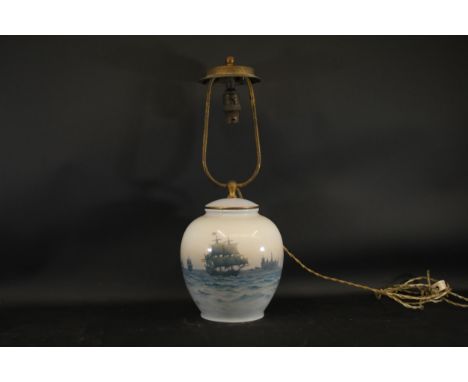 Royal Copenhagen Art Nouveau Vase with Light  - Type: Vase with light fixture - Material: Porcelain with brass/metal light fi