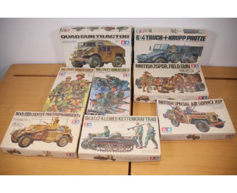 Collection of Tamiya Military Model Kits  This impressive assembly of Tamiya military model kits is perfect for hobbyists and
