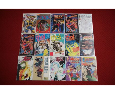 **Collection of 15 Comic Books and Manga Including "X-Men: The Manga," "Ninja High School," and "Oh My Goddess!"**  This dive