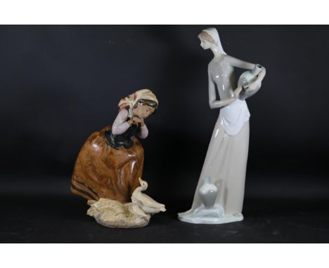 **Lladró 'Harvest Helpers' and 'The Jug Carrier' Porcelain Figurines**  This lot features two exquisite porcelain figurines f