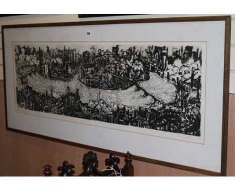 Belinda Channer (b. 1961), monochrome lithograph, 'River Thames', signed, inscribed and numbered 3/25, 37 x 122cm