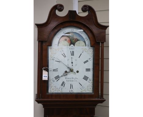 Henry Rigby of Liverpool. An early Victorian mahogany eight day longcase clock with painted moonphase and date aperture H.214