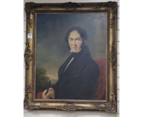 Victorian School, oil on canvas, half length portrait of a gentleman 73 x 60cm