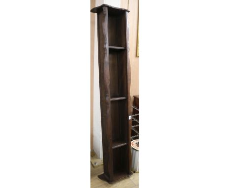 An oak hanging wall shelf W.197cm