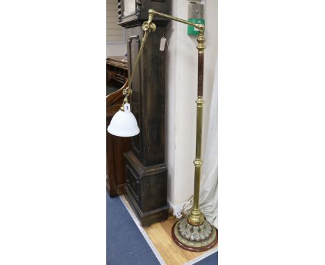 An Edwardian telescopic lamp standard with Royal Doulton stoneware base