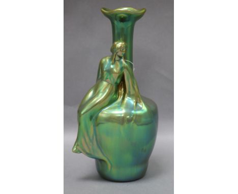 A Zsolnay lustre figurative vase height 24cm