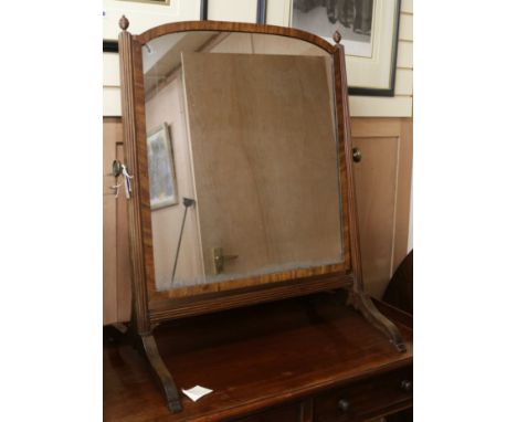 A large George III mahogany skeleton toilet mirror W.76cm