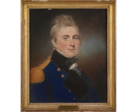 19TH CENTURY BRITISH SCHOOL HALF LENGTH PORTRAIT OF CAPTAIN ROBERT HENRYSON IN UNIFORM pastelDimensions:52cm x 43cm (20.5in x