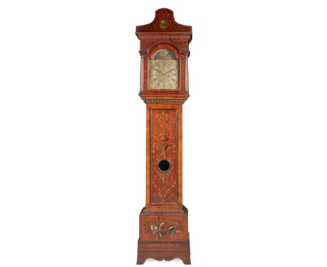 GEORGE III PAINTED WALNUT LONGCASE CLOCK, JAMES SPEIGHT, TONG LATE 18TH CENTURY the hood with a pagoda pediment, enclosing a 