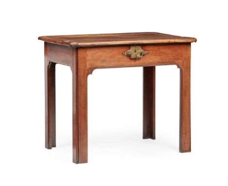 GEORGE III WALNUT ARCHITECT'S DESK 18TH CENTURY the hinged and ratchet adjusted banded top with re-entrant corners and a proj