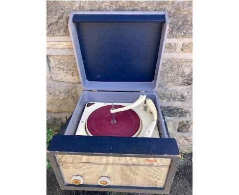A classic early 1960's Phillips two tone portable record player, with multi-speed RPM, sourced by TV celebrity Danny Sebastia
