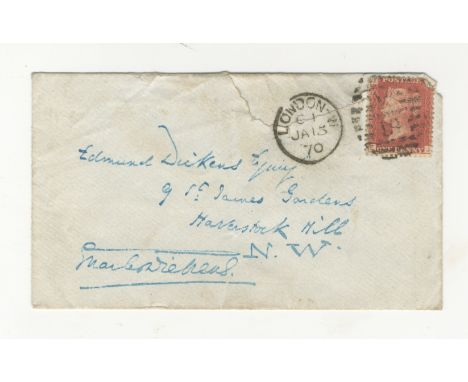 DICKENS (CHARLES)Two autograph envelopes, both signed ('Charles Dickens') in the lower left-hand corner, one to his wife ('Mr