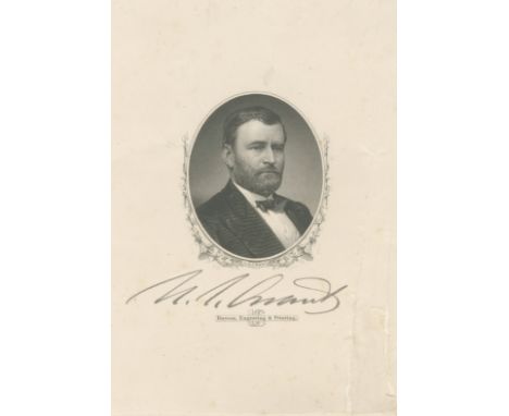 AMERICAN CIVIL WAR - ULYSSES S. GRANTOfficial portrait, signed below the image ('U.S. Grant'), steel-engraved by the US Burea