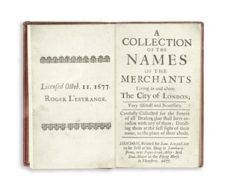 LONDON MERCHANTS[LEE (SAMUEL)] A Collection of the Names of the Merchants Living in and About The City of London; Very Useful