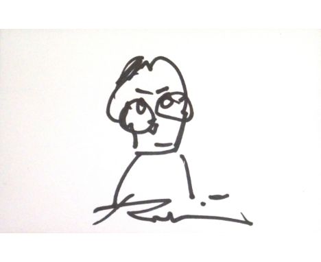 Harold Riley (British, b. 1934) - 'Man in Glasses'
Black ink sketch on card, signed, bears certificate of authenticity verso 
