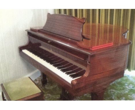 Steinway (c1965) 
A 5ft 1in Model S grand piano in a mahogany case on square tapered legs, together with a green-upholstered 