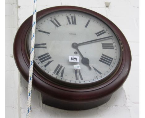 A mahogany cased eleven inch dial clock, 20th century, with single train movement and slow/fast adjustment (key).