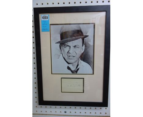 FRANK SINATRA - mounted & framed head & shoulders b/w portrait, with inset autograph beneath; 45 x 33cms. overall, Benham Gro