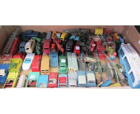 A quantity of playworn Dinky die-cast vehicles, pre and post war, including; Vanguard, 254 Austin taxi, 470 Austin van, 300 S