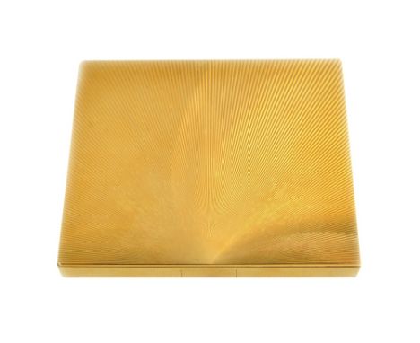 A French gold rectangular hinge lidded box, by Van Cleef & Arpels, numbered 69605, engraved within the lid 'To Daphne Xmas 19