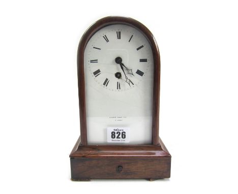 A French rosewood cased mantel clock, the arched hood enclosing a white enamel dial plate detailed 'Robert Holt a Paris', wit