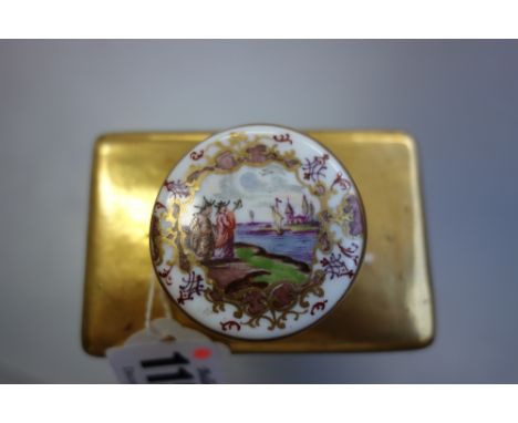 A Meissen style tea caddy and cover, 19th century, of rectangular form, painted with panels of chinoiserie figures in landsca
