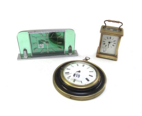 An early 19th century sedan clock with a later Imhoff Swiss movement, 16.5cm diameter, a brass cased carriage clock, and a Sm