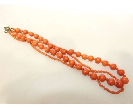 Two coral bead necklaces