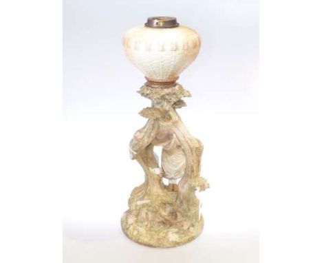 Royal Worcester oil lamp by James Hadley (a/f)