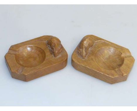 Two Mouseman ashtrays