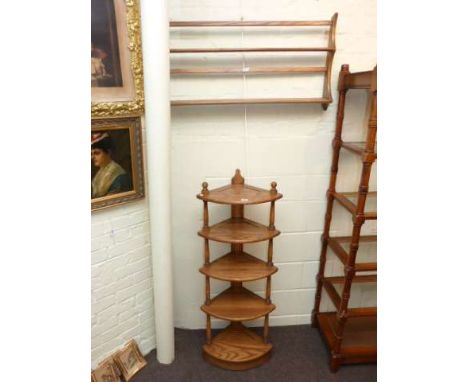 Ercol elm corner whatnot and open plate rack (2)
