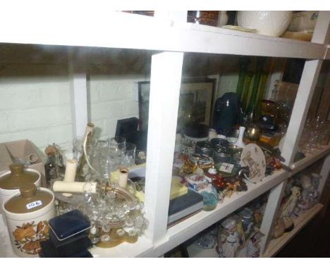 Collection of glassware, china, cameras, watches, pictures, wristwatches, light fitting etc