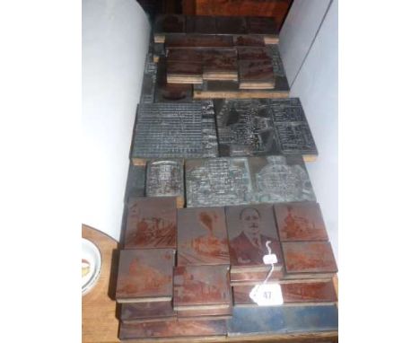 Collection of railway related print blocks and copper plate printing blocks mostly featuring engines