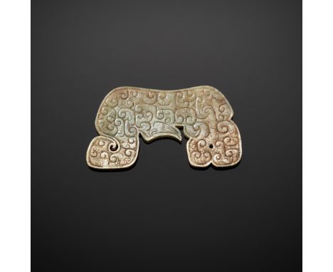 A TIGER-SHAPED PENDANT, SPRING AND AUTUMN PERIODJade. China, Eastern Zhou, Spring and Autumn, 6th - 5th century BCPublished: 