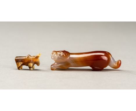 A LOT WITH TWO AGATE Â´ANIMALSÂ´ TALISMANSBurma / Myanmar, Pyu city states (200-1000 CE). The larger depicting a tiger with t