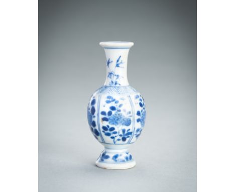 A MINIATURE VUNG TAU CARGO BLUE AND WHITE PORCELAIN VASE, c. 1680China, Kangxi period (1661-1722). The slightly lobed globula