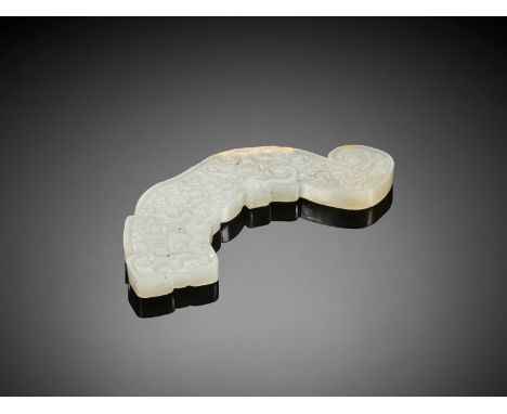 A WHITE JADE 'TIGER' PENDANT, LATE SPRING AND AUTUMN PERIODJade. China, Eastern Zhou dynasty, late Spring and Autumn period, 