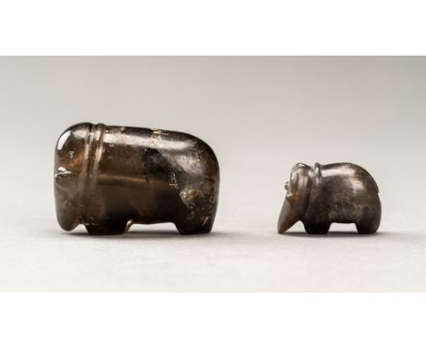 TWO SMALL PYU 'ELEPHANT' TALISMANSBurma / Myanmar, Pyu city states (200-1000 CE). The larger carved from rock crystal, the tr