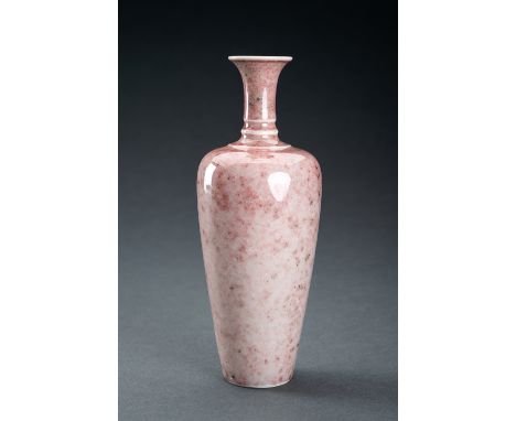 A PEACHBLOOM-GLAZED VASE, LIUYEPINGChina, 20th century. The elongated ovoid body supported on a circular foot and rising to a