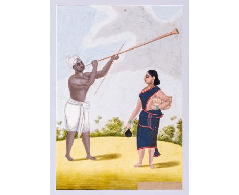 AN INDIAN COMPANY SCHOOL PAINTING, 1790-1800South India, Tanjore, 1790-1800. Gouache, ink, watercolors, and gold color on pap