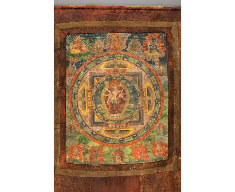A THANGKA OF EIGHT-ARMED ARYA TARA, 17th - 18th CENTURYTibet. Distemper on cloth. Depicting Arya Tara standing within a manda