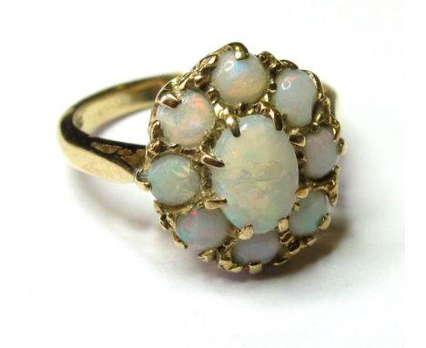 9ct Gold Opal set Ring size J weight 3.4 grams