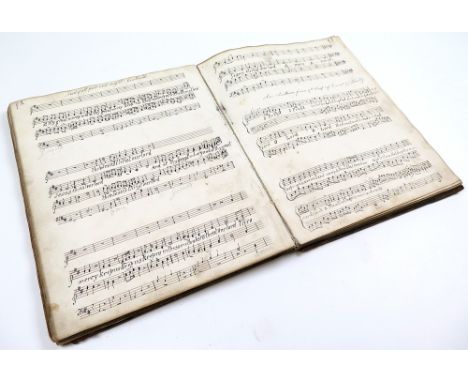 Manuscript music book, circa late 19th century, over half filled with hand written music